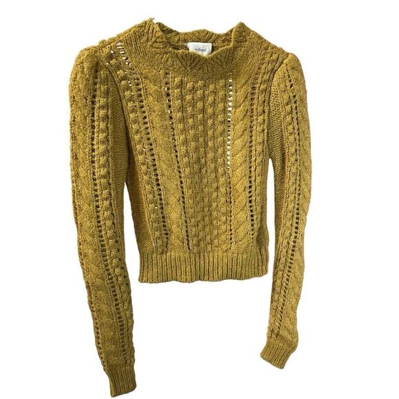 Aritzia Wilfred Reverdy Cropped Cable Knit Sweater Tamarind Wool Alpaca XS - Picture 4 of 10